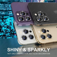 Load image into Gallery viewer, Bling Glitter 9h Hardness Drop-proof Metal Individual Ring Protector For Iphone 14 Pro Max Diamond Metal Camera Protector On For Iphone 14 Plus 14pro Max 14 Pro Camera Protector 3pcs/set Lens Glass
