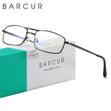 Load image into Gallery viewer, BARCUR Fashion Business Presbyopia Eyeglasses for Men and Women Ultra-Light Double Bar Alloy Rectangular Small Frame Transparent HD Reading Glasses
