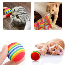 Load image into Gallery viewer, Cat Toy Interactive Ball Toys For Cats Funny Cat Rainbow Balls Kittens Pet Funny Toys Safety Material Pet Toys Creative Cat Teaser Ball Cat Plaything Cat Elastic Ball for Pet
