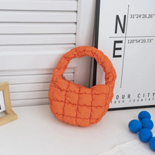 Load image into Gallery viewer, Fashion Mini Puffer Tote Bag Quilted Circle Phone Purse Elegant Purple Soft Nylon Padded Key Pouch Simple Trend Handbag
