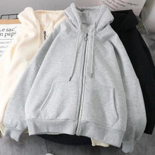 Load image into Gallery viewer, Women’s Y2K Fleece Zip-Up Hoodie – Streetwear Hip Hop Punk Style Loose Sweatshirt for All Seasons

