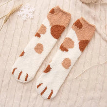 Load image into Gallery viewer, Women Winter Warm Fluffy Socks Cute Animal Claw Cat Paw Footprint Fuzzy Socks Female Thick Coral Fleece Home Floor Sleep Socks
