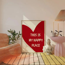 Load image into Gallery viewer, Red Heart Canvas Wall Art – Happy Place Poster Print
