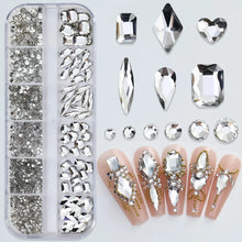 Load image into Gallery viewer, 180pcs AB Flatback Glass Nail Rhinestones - Multi-Shape Gems for DIY Nail Art
