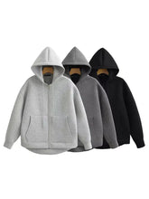 将图片加载到图库查看器，Autumn Women’s Hooded Jacket – Long Sleeve Zipper Coat
