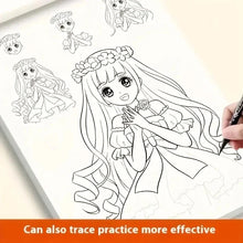 Load image into Gallery viewer, Anime Character Line Art Drawing Book - 48 Pages for Tracing &amp; Painting Practice
