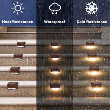 Load image into Gallery viewer, Warm White LED Solar Step Lamp – Waterproof Outdoor Garden &amp; Stair Lights
