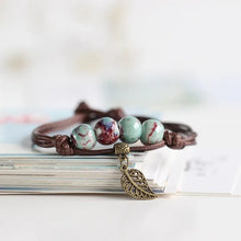 Load image into Gallery viewer, Traditional Boondoggle Colored Glaze Ceramic Bracelets Beads Folk Style Women's Fashion Jewelry Free Shipping #1618
