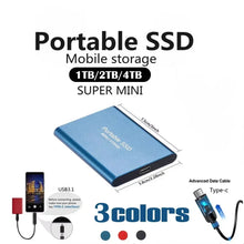 Load image into Gallery viewer, External Hard Drive SSD 4TB - USB 3.0 Solid Disk Fast Transfer Shockproof Large Backup Plug &amp; Play Compatible with Mac/PC/Phones
