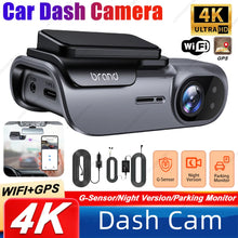 Load image into Gallery viewer, 4K Car Dash Camera with GPS Wi-Fi Car DVR UHD Recording Video Recorder 24H Parking Monitor Driving Vehicle Cam 170° Wide Angle

