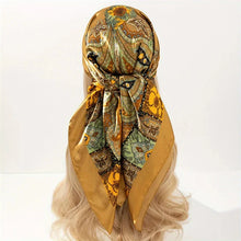 Load image into Gallery viewer, Satin Square Scarf – Elegant 2025 Print Hijab, Shawl &amp; Hair Wrap

