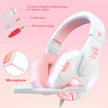 Load image into Gallery viewer, QearFun New Pink Headphones for PC Girls Gaming Wired Headset with Microphone Gamer for PS4 Windows XP/7/8/10 Laptop Phone
