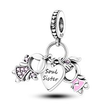 Load image into Gallery viewer, 925 Sterling Silver Pink Butterfly &amp; Luminous Firefly Charm – Dangle Bead for Bracelet or Necklace | Elegant DIY Jewelry Gift for Women
