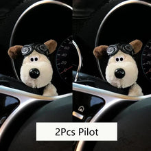 Load image into Gallery viewer, Kawaii Plush Puppy Clutch Decoration – Cute Dog Car Wiper &amp; Turn Signal Switch Ornament with Bowknot | Auto Interior Accessories
