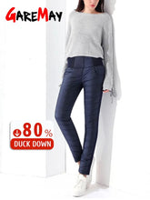 Load image into Gallery viewer, GareMay Winter Pants Women Duck Down Velvet High Waist Skinny Warm Formal Pants Warmed Women's Female Black Work Trousers Women
