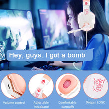 Load image into Gallery viewer, QearFun New Pink Headphones for PC Girls Gaming Wired Headset with Microphone Gamer for PS4 Windows XP/7/8/10 Laptop Phone
