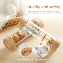 Load image into Gallery viewer, Montessori Baby Rain Stick Rainbow Hourglass Music Rattle Toy
