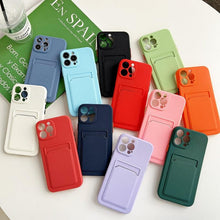 Load image into Gallery viewer, Soft Silicone Phone Case For iPhone 14 13 Pro Max 13 Mini 14Pro Wallet Card Holder Cover Silicone Case for Women Girls Anti-Scratch Soft Lining Protective Case
