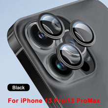 Load image into Gallery viewer, 3D  Protective Glass Camera Protector Cover For iPhone 13 Pro Max i Phone 13Pro 13 Mini Rear Lens Metal Ring Protect Camera Lens Case Individual Metal Scratch Resistant HD Clear Case Tempered Glass Camera Case
