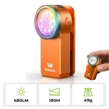 Load image into Gallery viewer, Wurkkos HD03 680LM Mini Clip Light USB C Rechargeable Pocket Flashlight Spotlight/Floodlight Portable EDC RGB Torch with Magnet
