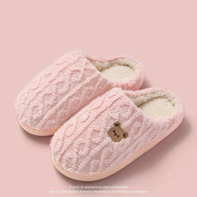 将图片加载到图库查看器，Winter Fluffy Shoes Women Cotton Slippers Cartoon Bear Thick Sole Warm Slides Men Female Couple House Indoor Plush Flat Shoes
