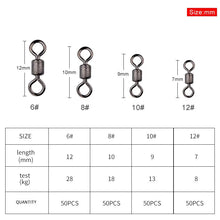 将图片加载到图库查看器，MEREDITH Fishing Swivels Ball Bearing Swivel 50PCS/Lot with Safety Snap Solid Rings Rolling Swivel for Carp Fishing Accessories
