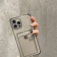 将图片加载到图库查看器，Transparent Card Slot Holder Case for iPhone 13 11 12 14 Pro Max Mini Clear Shockproof Soft Wallet Cover Clear Phone Case with Card Holder Slim Protective Soft Shock Absorbing Case with Card Holder
