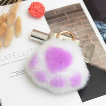 将图片加载到图库查看器，Cat Paw Plush Keychain – Cute Fluffy Faux Fur Pendant for Bags &amp; Keys
