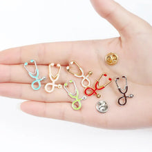 Load image into Gallery viewer, Doctors Nurses  Mini Stethoscope Brooches Pins Jackets Coat Lapel Pin Bag Button Collar Badges Gifts Medical Jewelry

