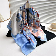 Load image into Gallery viewer, 90x90cm Square Silk-Feel Scarf – Luxury Women’s Shawl &amp; Head Wrap
