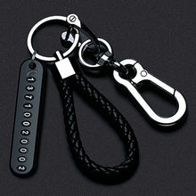 Load image into Gallery viewer, Trendy DIY Mobile Phone Number Plate Pendant Keychain for Men Punk Simple Woven Leather Rope Anti-lost Car Key Chain Accessories

