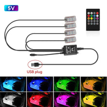 Load image into Gallery viewer, LED Car Interior Ambient Lights Kit - RGB Foot Strip Lighting with Remote &amp; App Music Control
