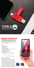 Load image into Gallery viewer, TYPE-C USB Flash Drive 128GB Real Capacity Pen Drive 64GB Free Key Chain Memory Stick Creative Business Gift Red U Disk Blue 32G
