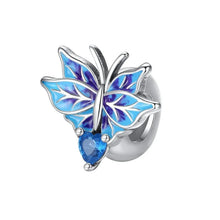将图片加载到图库查看器，100% 925 Sterling Silver Rainbow Zircon Butterfly Dragon Silicone Stopper Charms - Colorful Beads for DIY Bracelets, Customizable Jewelry for All Occasions
