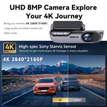 Load image into Gallery viewer, 4K Car Dash Camera with GPS Wi-Fi Car DVR UHD Recording Video Recorder 24H Parking Monitor Driving Vehicle Cam 170° Wide Angle
