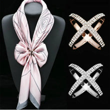 将图片加载到图库查看器，Fashion Retro Hollow Owl Tube Scarf Buckle Brooches Crystal Scarf Brooch Cross Wedding Brooch Women's Gifts Wholesale Jewelry
