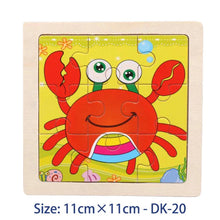 将图片加载到图库查看器，11cm/4.33in Kids Wooden Jigsaw Puzzle Games Cartoon Animal Vehicle Pattern Children Montessori Educational Toys
