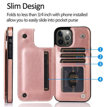 Load image into Gallery viewer, Wallet Stand Cover Flip Leather Case For iPhone 14 Pro Max 13 Pro Max 12 Pro Max 11 Pro Max Soft PU Leather Card Case With Kickstand Slim Double Magnetic Clasp Protective Cover

