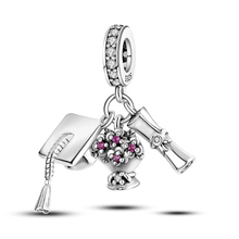 Load image into Gallery viewer, 925 Sterling Silver Pink Butterfly &amp; Luminous Firefly Charm – Dangle Bead for Bracelet or Necklace | Elegant DIY Jewelry Gift for Women
