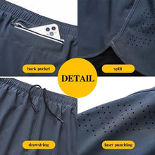 Load image into Gallery viewer, Men’s 2-in-1 Running Shorts – Quick-Dry Double Layer Gym Shorts for Training, Workout &amp; Bodybuilding (Black)
