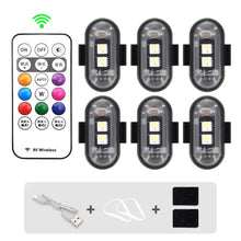 Load image into Gallery viewer, 1-6PCS Wireless LED Drone Strobe Light for Motorcycle Car Bike Remote Control Warning Light Indicator Light USB Charging 8Colors
