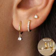 Load image into Gallery viewer, 3-Piece Star Drop Earrings Set – 18K Gold Stainless Steel Dangle Jewelry

