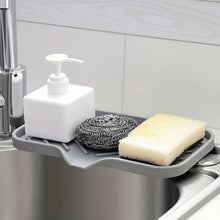 Load image into Gallery viewer, Multifunctional Silicone Sink Tray with Drain – Soap Dish, Sponge &amp; Brush Organizer for Kitchen and Bathroom (Ventilated &amp; Easy to Clean)
