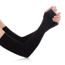 将图片加载到图库查看器，Unisex One Size Compression Cooling Sleeves UV Sun Protection Cooling Arm Sleeves With Thumb Hole Compression Sports Tattoo Cover Up Sleeve For Sports Long Arm Cover Anti-Slip Warmers Outdoor Sports Sunblock Cover
