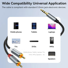 将图片加载到图库查看器，Toocki Jack 3.5 to 2 RCA Aux Cable 3.5mm Jack to 2RCA Male Splitter Audio Wire for TV PC Amplifier Home Theater DVD Speaker Cord
