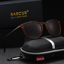 Load image into Gallery viewer, BARCUR Retro Circular Polarized Sunglasses for Women – Fashion Travel UV400 Protection TAC Lens – Durable Comfortable Plastic Titanium Frame Stylish Summer Eyewear – Trendy Mirror Lens Gift Box Included
