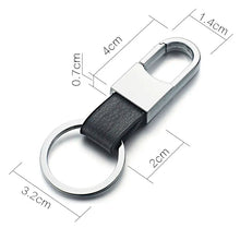 Load image into Gallery viewer, Dalaful Custom Lettering Keyring Keychain Genuine Leather Men's Simple Key chains Holder Keyfob For Car Accessories Gift K212
