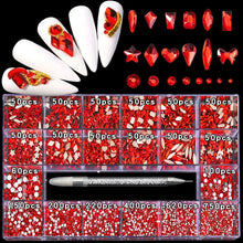 Load image into Gallery viewer, 21 Grid Nail Art Rhinestone Set - Multi-Style Flat Bottom Glass Diamonds
