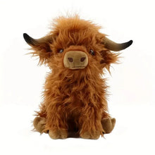 Load image into Gallery viewer, 30cm Simulation Kyloe Cream Highland Cow Animal Plush Doll Soft Stuffed Highland Cow Cattlle Plushie Gift for Kids Boys Girls
