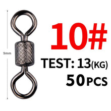 将图片加载到图库查看器，MEREDITH Fishing Swivels Ball Bearing Swivel 50PCS/Lot with Safety Snap Solid Rings Rolling Swivel for Carp Fishing Accessories
